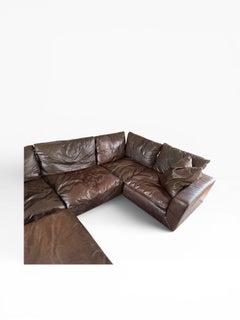 Restoration Hardware RH Cloud Luxe Brown Leather Modular Sectional Sofa, 5-Piece