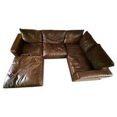 Restoration Hardware RH Cloud Luxe Brown Leather Modular Sectional Sofa, 5-Piece