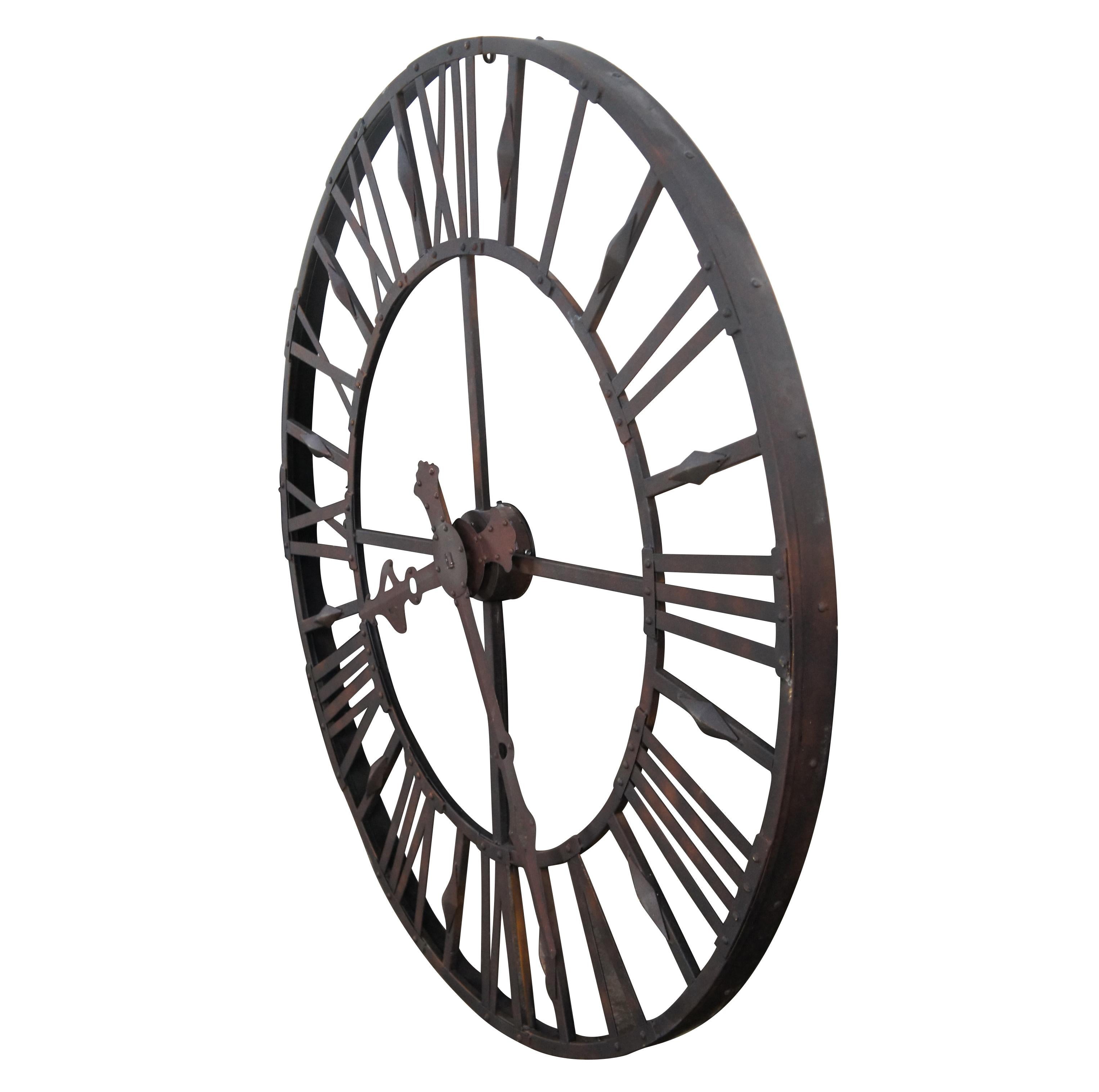Victorian Restoration Hardware Rustic 1840s Belgian Working Tower Wall Clock Artwork