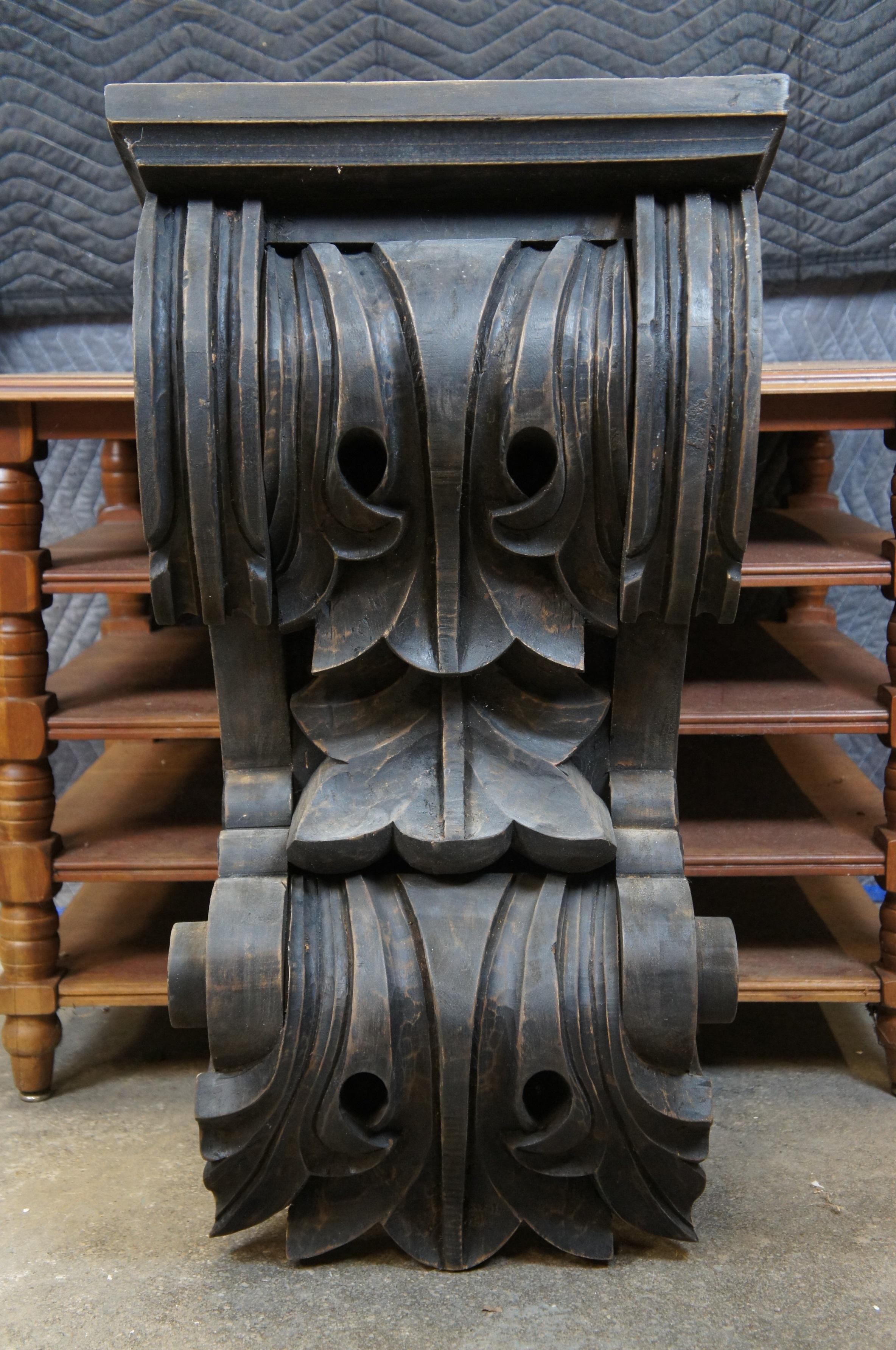 Hardwood Restoration Hardware Spanish Revival Carved Wood Wall Corbel Sconce Shelf 27