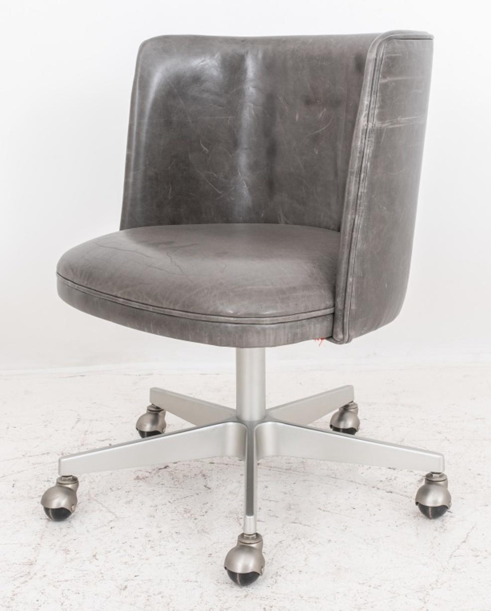 Modern Restoration Hardware Swivel Office Chair on Caster For Sale