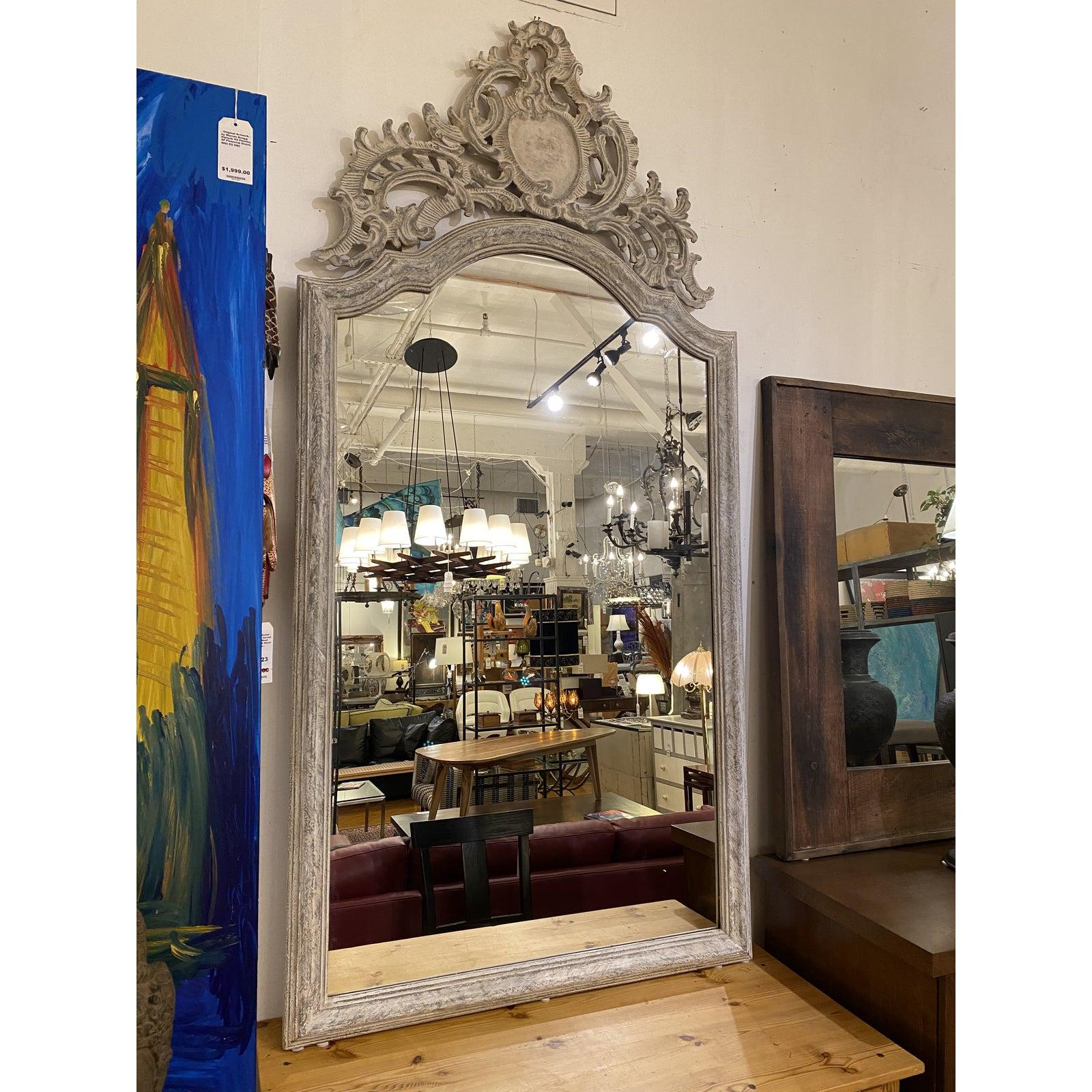 A Maison Grande Louis XIV floor mirror. Designed by Tara Shaw for Restoration Hardware. The crown can be removed. A solid wood frame in a distressed taupe finish.

Original price: $4,720

About Tara Shaw
