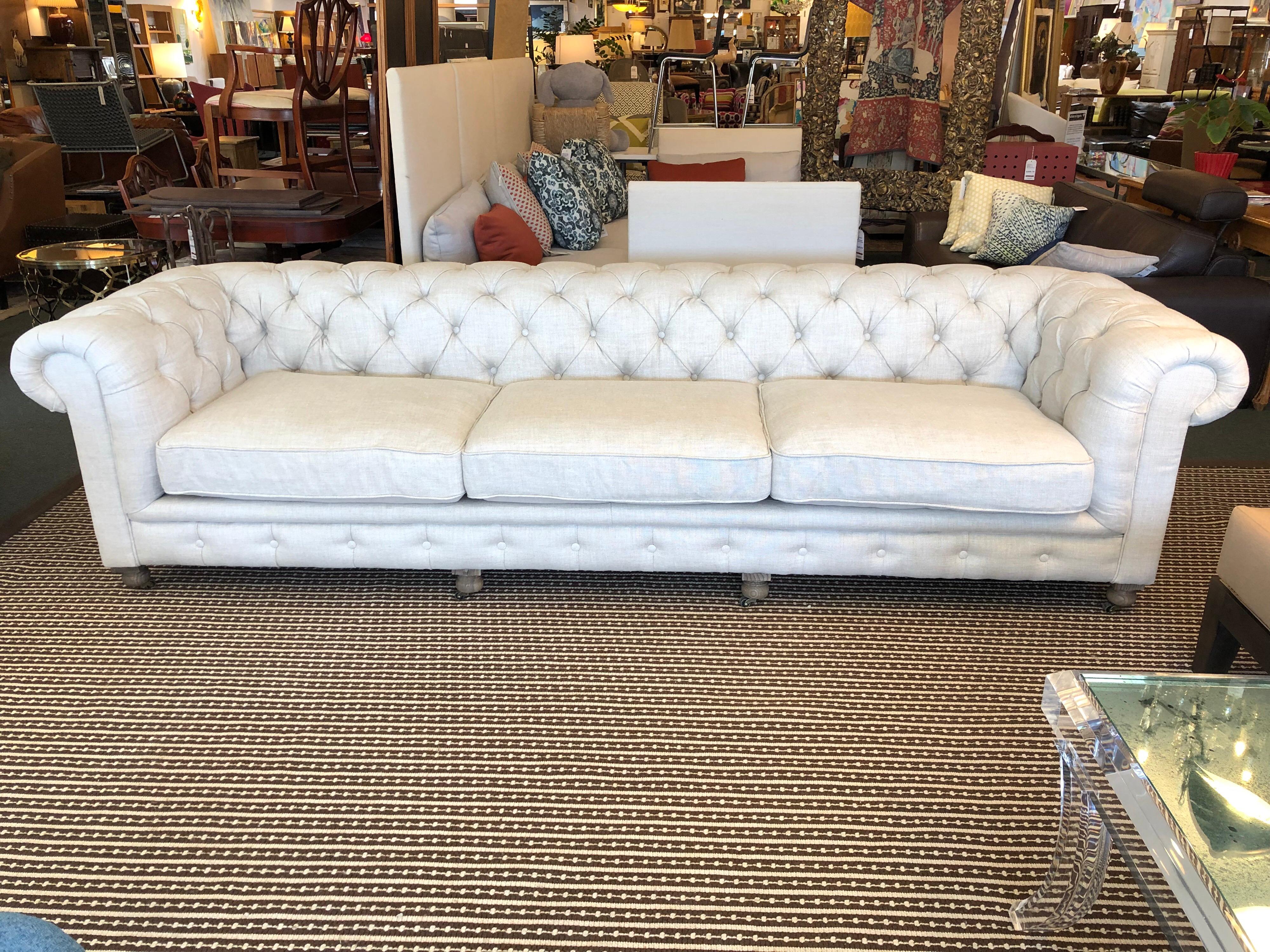 Design Plus Gallery presents fabulous Kensington sofa by Restoration Hardware.
Designed by Timothy Oulton, inspired by the Classic Chesterfield. The upholstery still evokes the style the grand gentlemen's club tradition. Deep hand-tufting and
