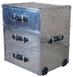 Restoration Hardware Trans Atlantic Steel Cube Aviator Steamer Side Table Nights