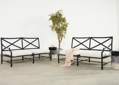 Restoration Hardware Two Piece Carmel Aluminum Garden Sofa 9.5 Ft