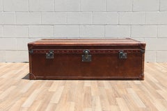 Restoration Hardware Vintage Leather Trunk Coffee Table  Campaign Style Storage