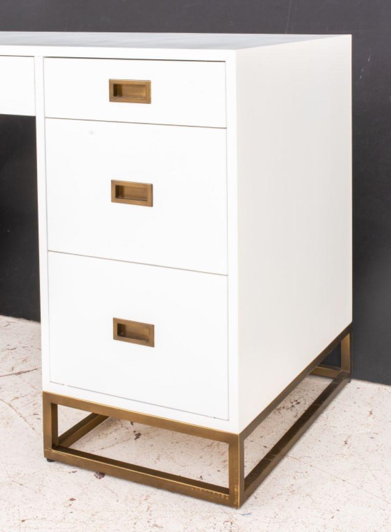 Contemporary Restoration Hardware White Lacquered Wood Desk
