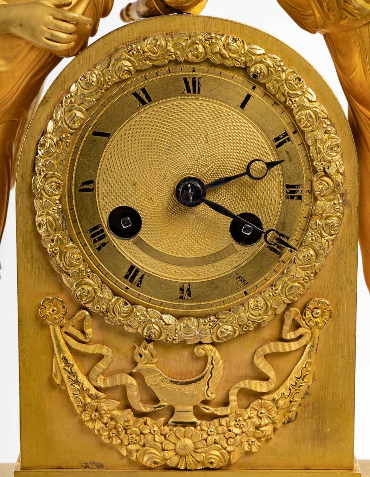 European Restoration Period Gilt Bronze Clock, 19th Century