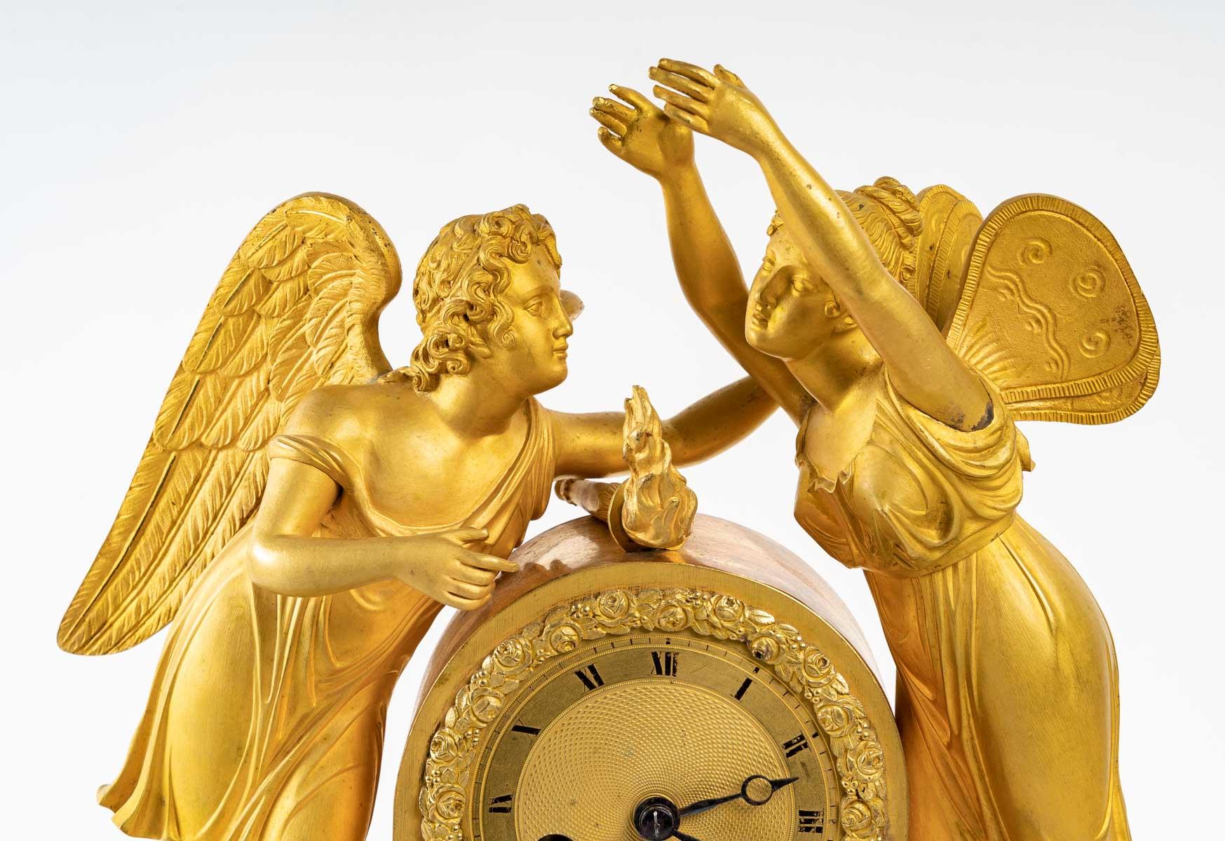 Early 19th Century Restoration Period Gilt Bronze Clock, 19th Century