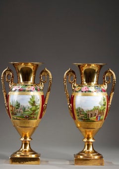 Restoration Period Pair of Porcelain Vases