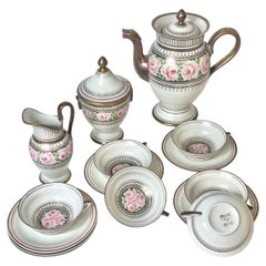 French Retro Empire Style Porcelain Coffee Service with a decor of Flowers