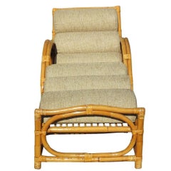 Sedia a sdraio in rattan con bracci Speed e cerchi restaurata del 1949