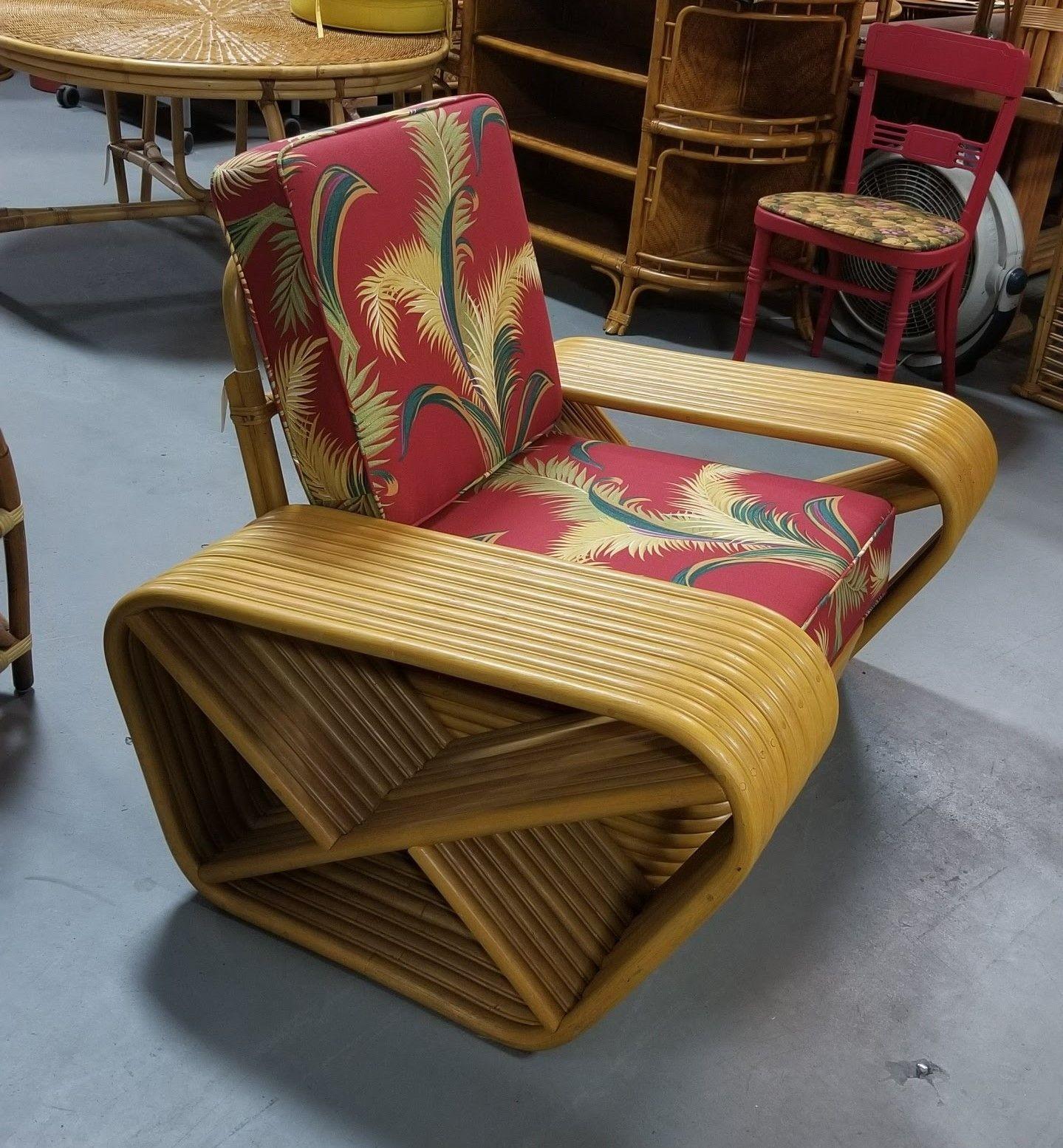 Restored 10 Strand Square Pretzel Lounge Chair For Sale 1