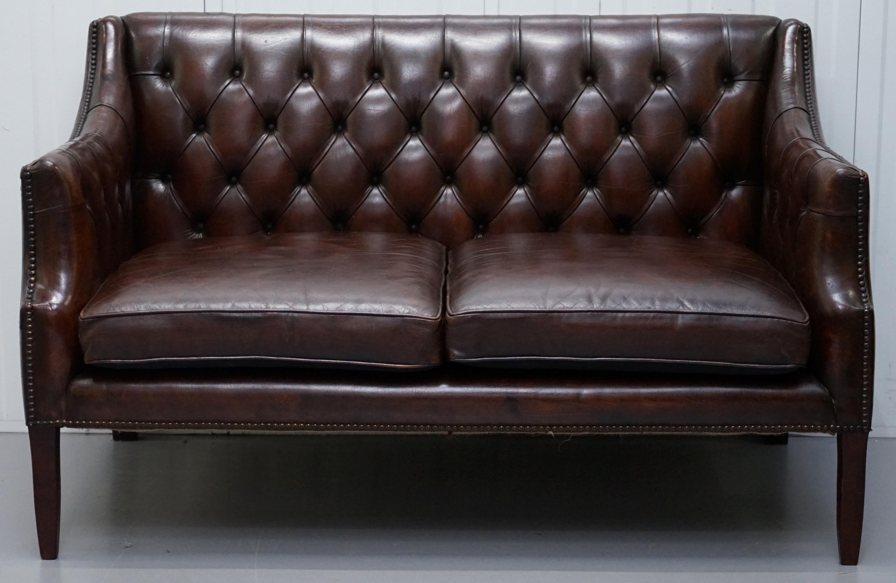 brown chesterfield 2 seater sofa
