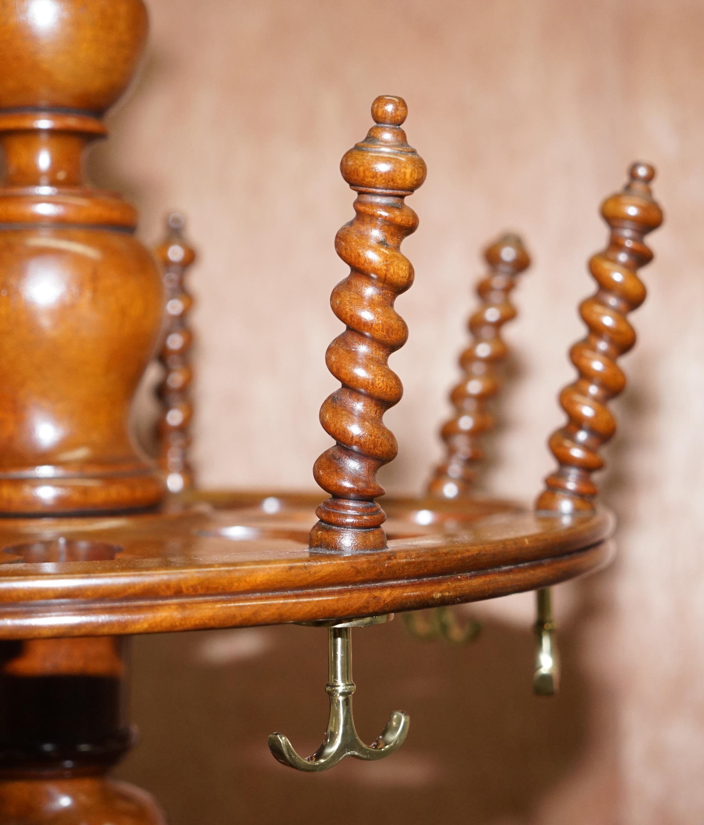 Restored 1860 Victorian French Walnut Revolving Coat Hat Umbrella Stand Rack 1