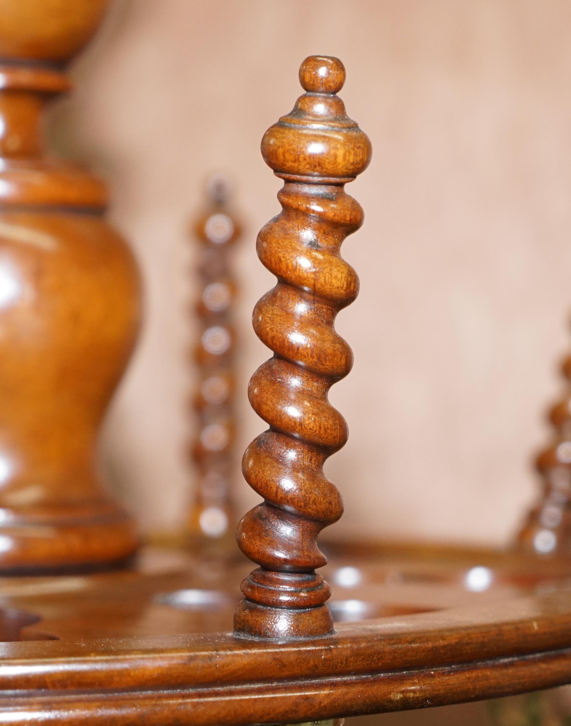 Restored 1860 Victorian French Walnut Revolving Coat Hat Umbrella Stand Rack 3