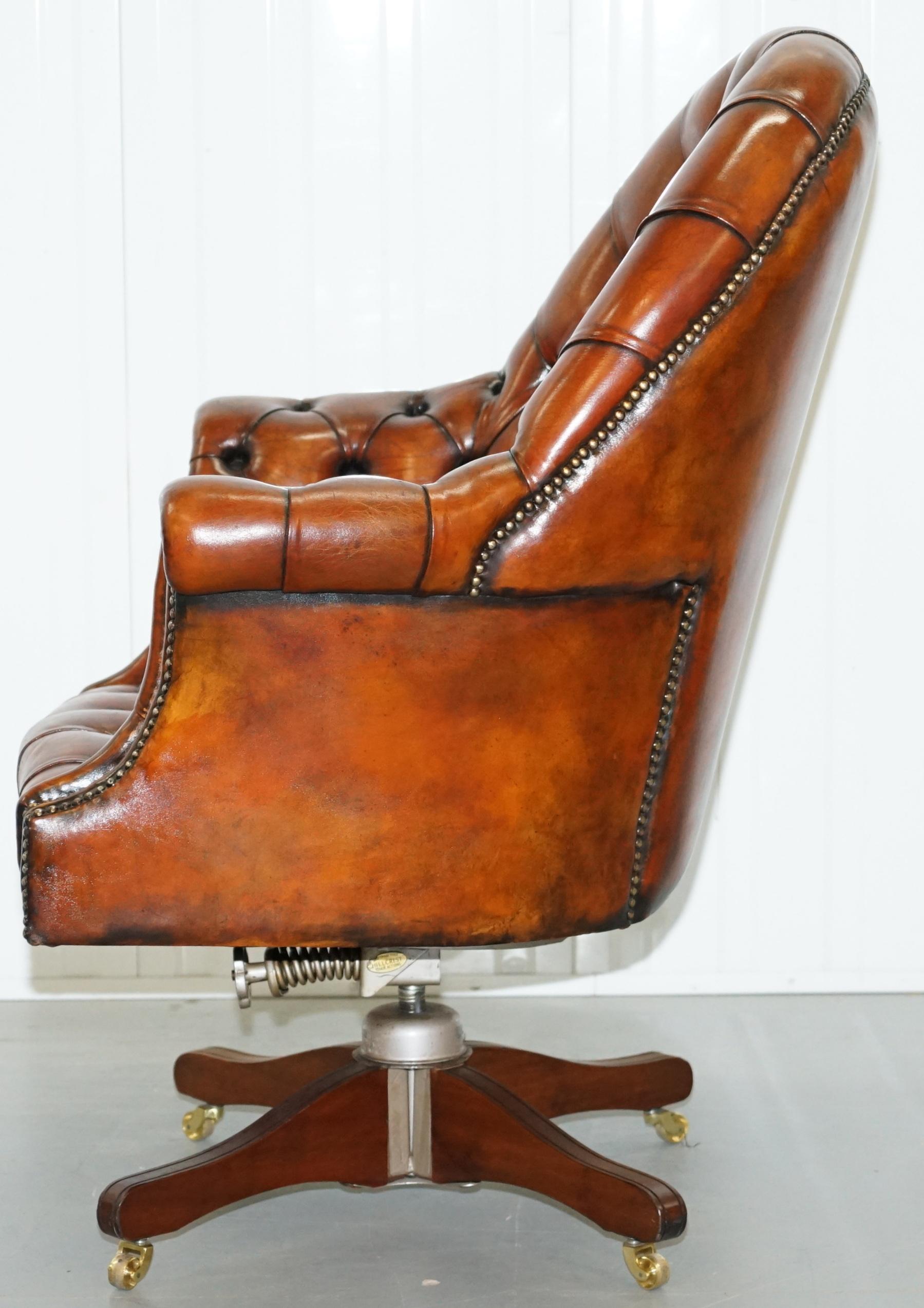 Restored 1920s Hillcrest Chesterfield Brown Leather Directors Captains Chair 5