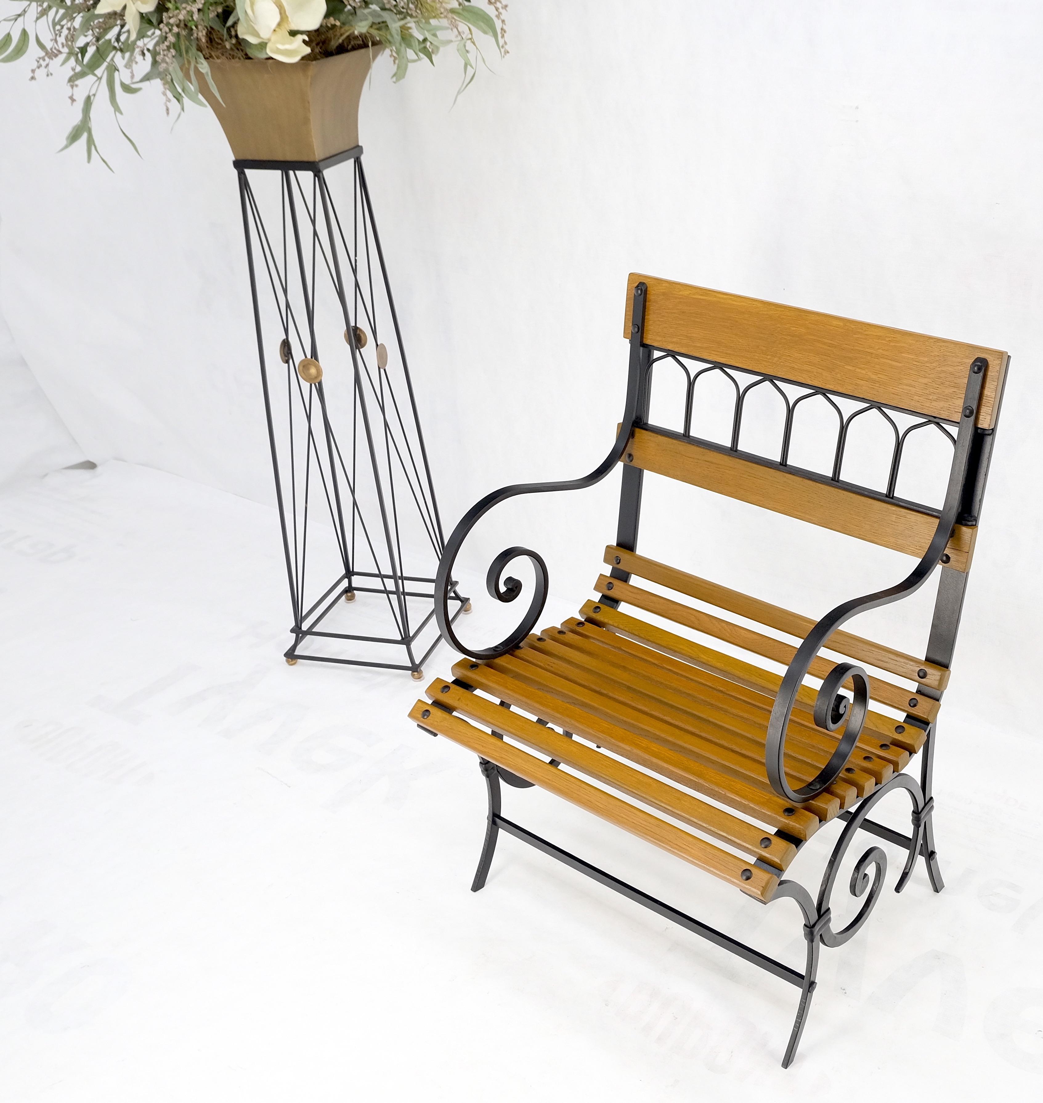 Restored Arts & Crafts 1920s wrought iron & oak slat park bench mint!