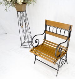Restored 1920s Wrought Iron & Oak Slat Park Bench Mint!