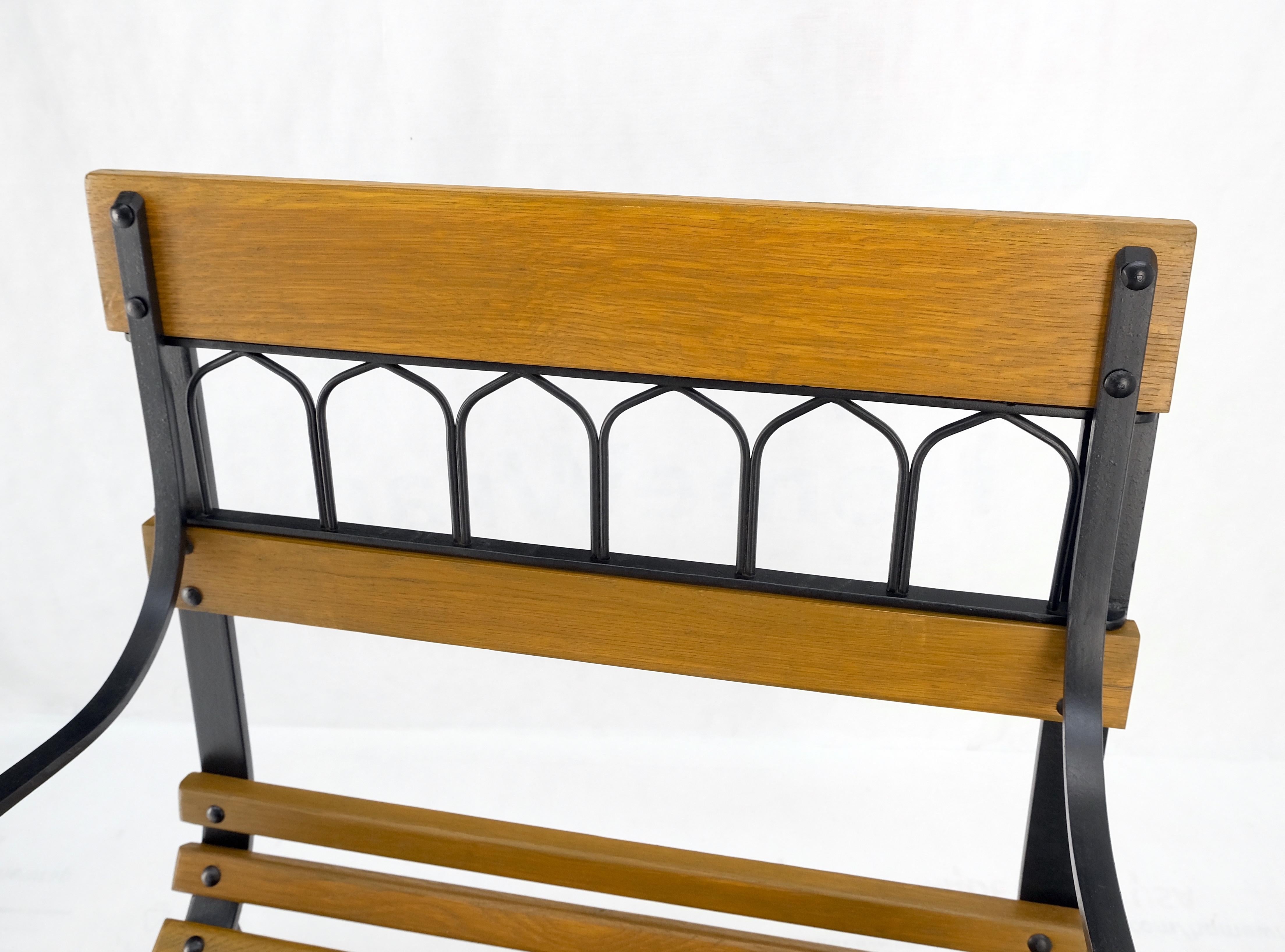 Arts and Crafts Restored 1920s Wrought Iron & Oak Slat Park Bench Mint! For Sale