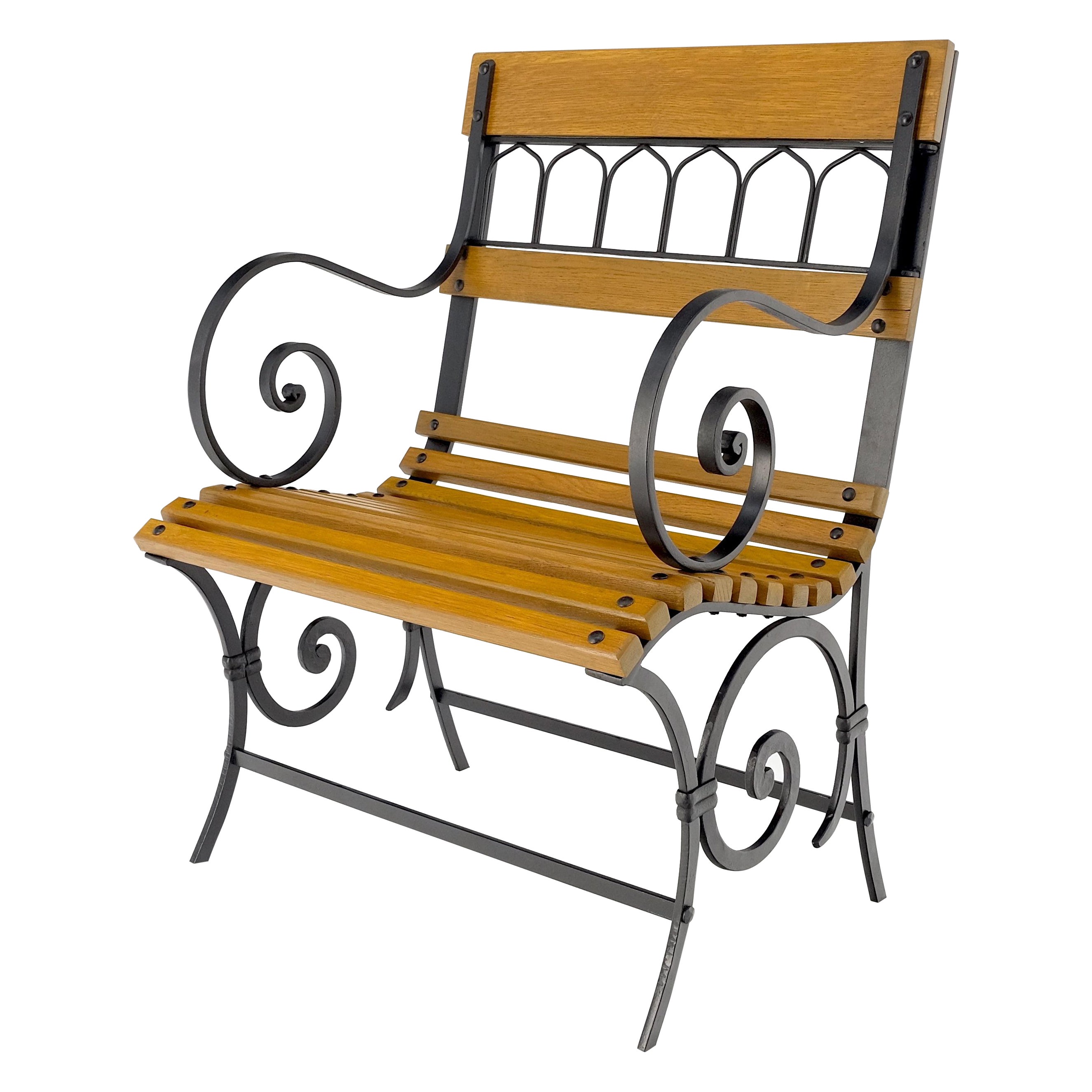 Banc de parc restauré des années 1920 en fer forgé et lattes d'Oak Oak Mint !