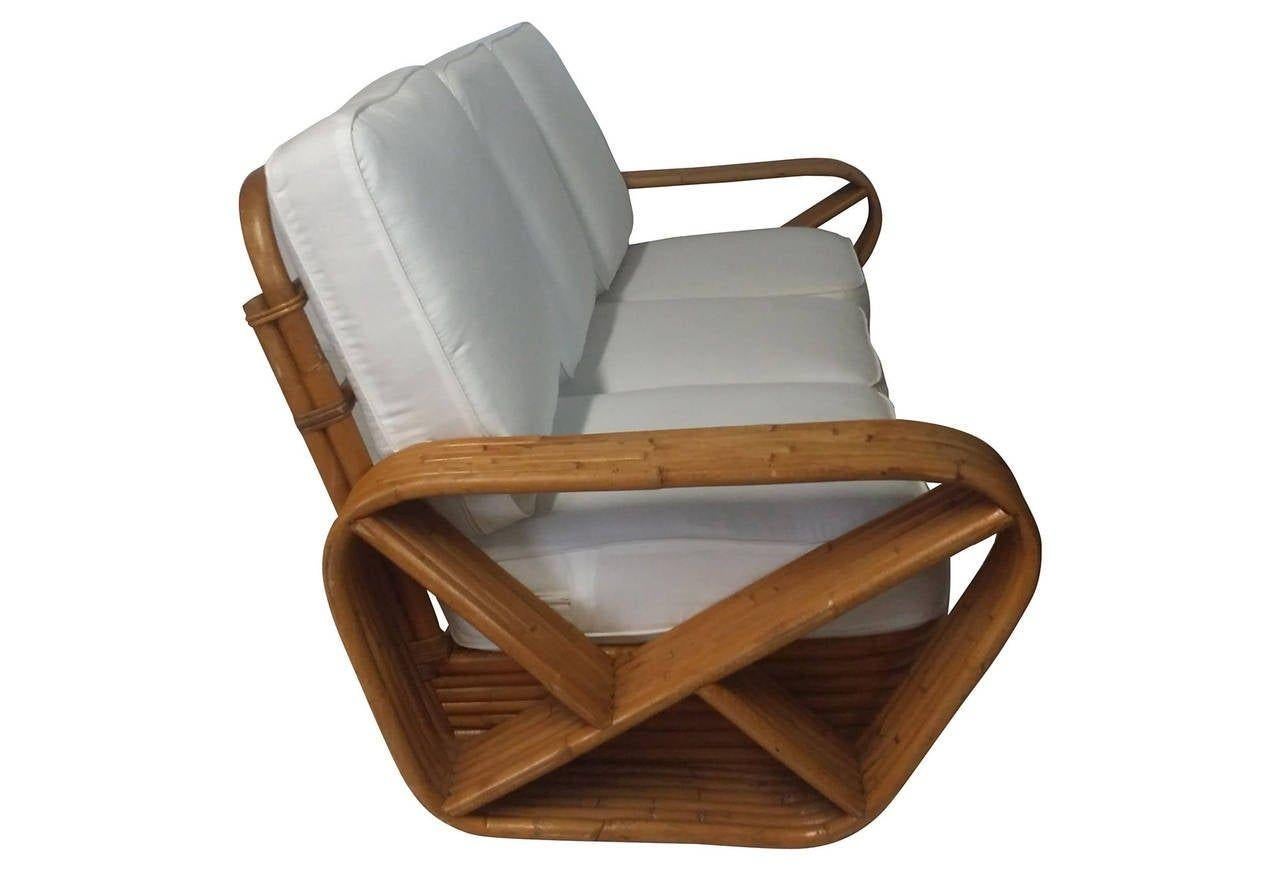 mid century vintage six strand square pretzel rattan paul frankl patio set