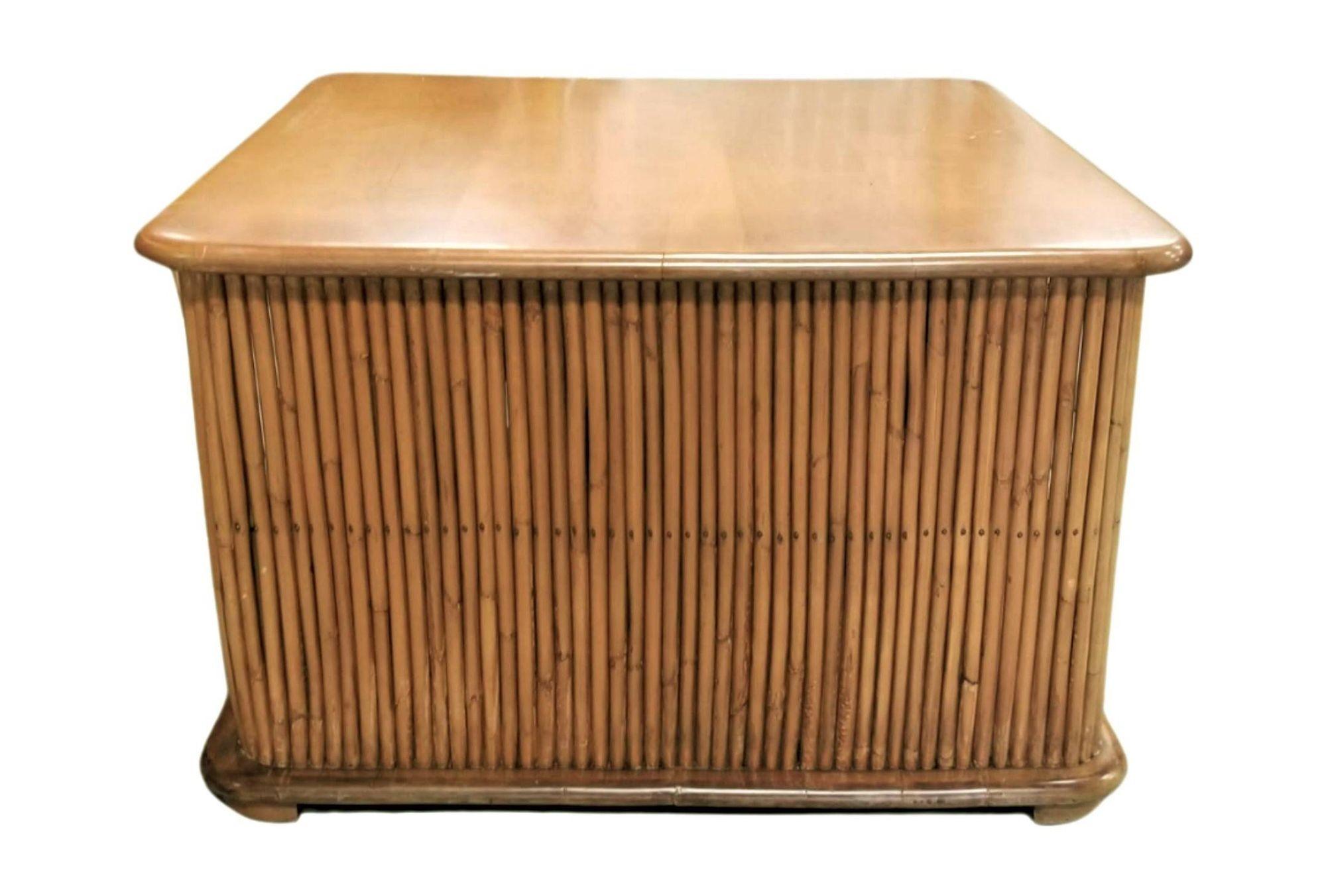Restored 1938 Original Paul Frankl Rattan Square Coffee Table 1