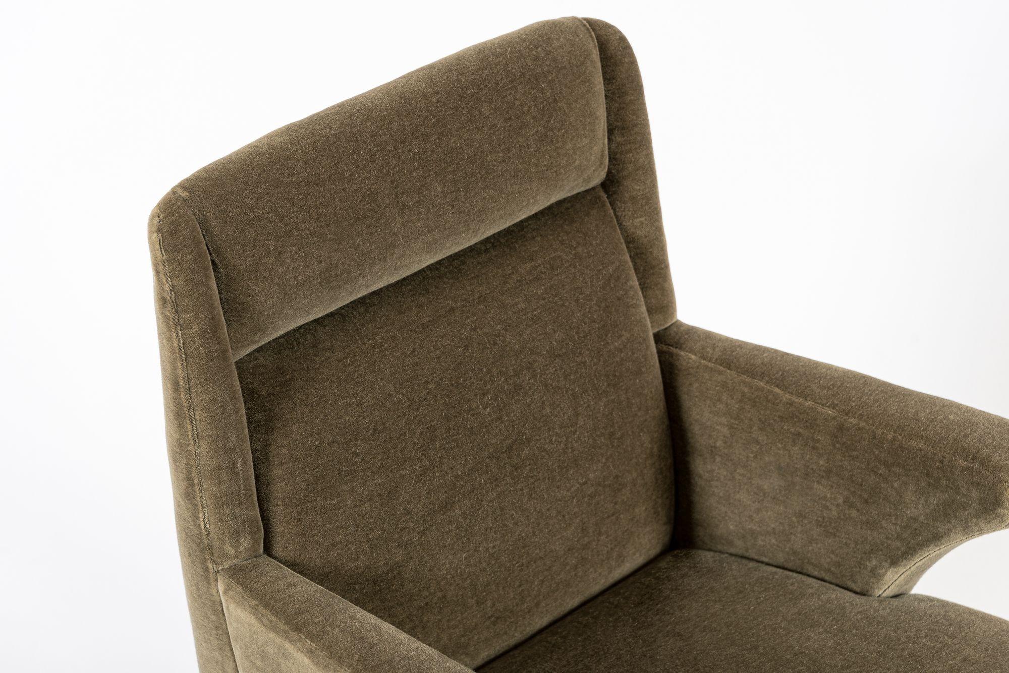 Restored 1940s Art Deco Lounge Chair Mink Mohair, Matching Sofa Available For Sale 7