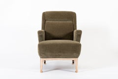 Restored 1940s Art Deco Lounge Chair Mink Mohair, Matching Sofa Available