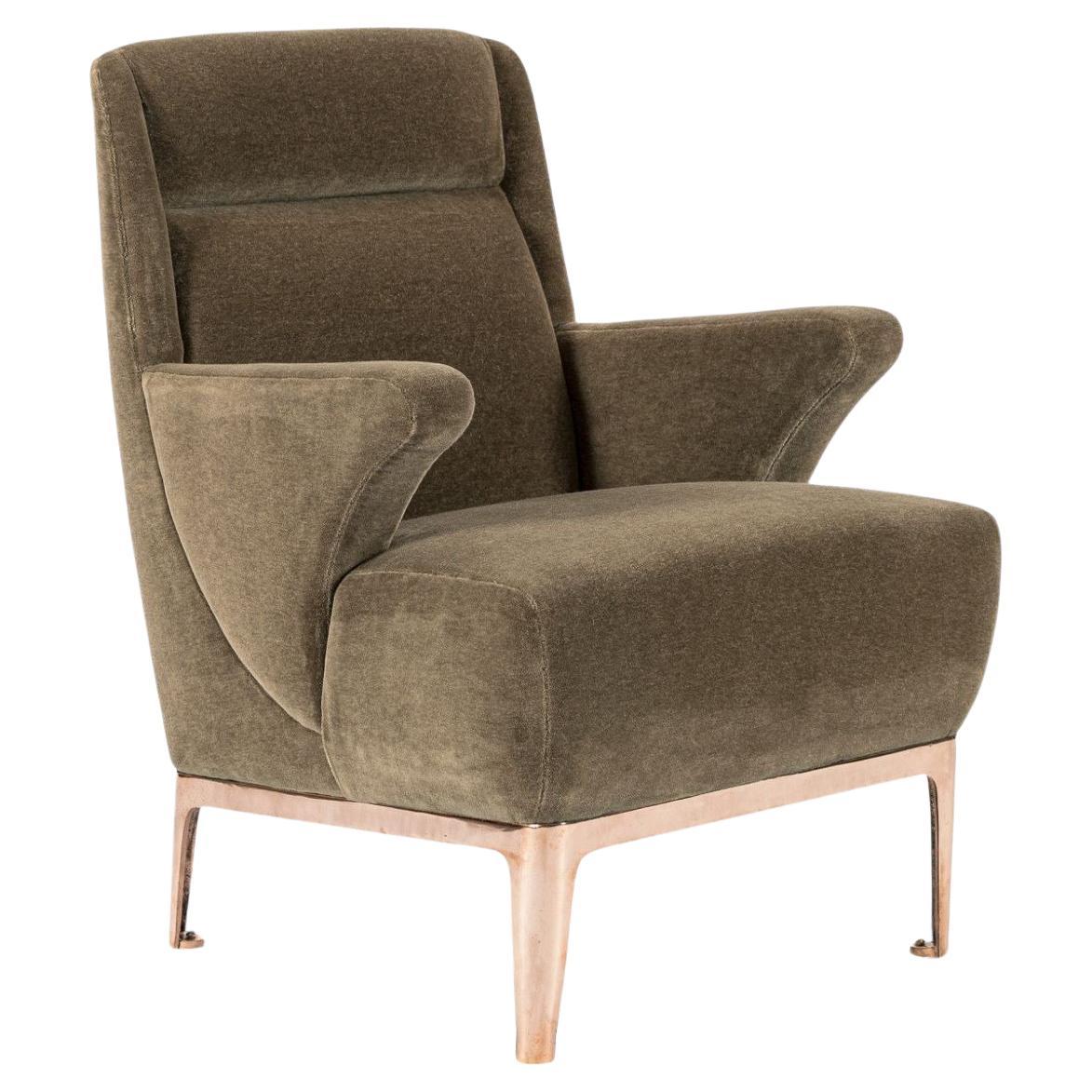 Restored 1940s Art Deco Lounge Chair Mink Mohair, Matching Sofa Available