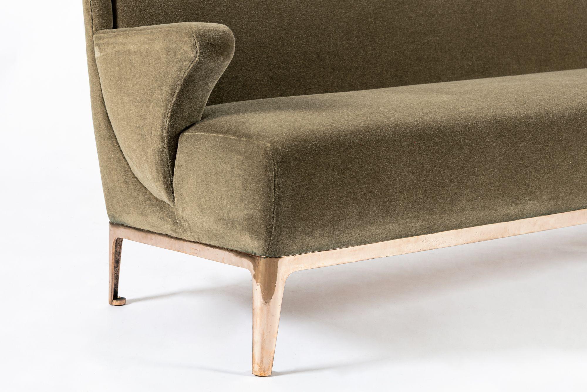 Restored 1940s Art Deco Sofa Mink Mohair, Matching Chair Available in vendita 1