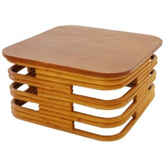 Restored 1940s Stacked Rattan Coffee Table Paul Frankl Manner