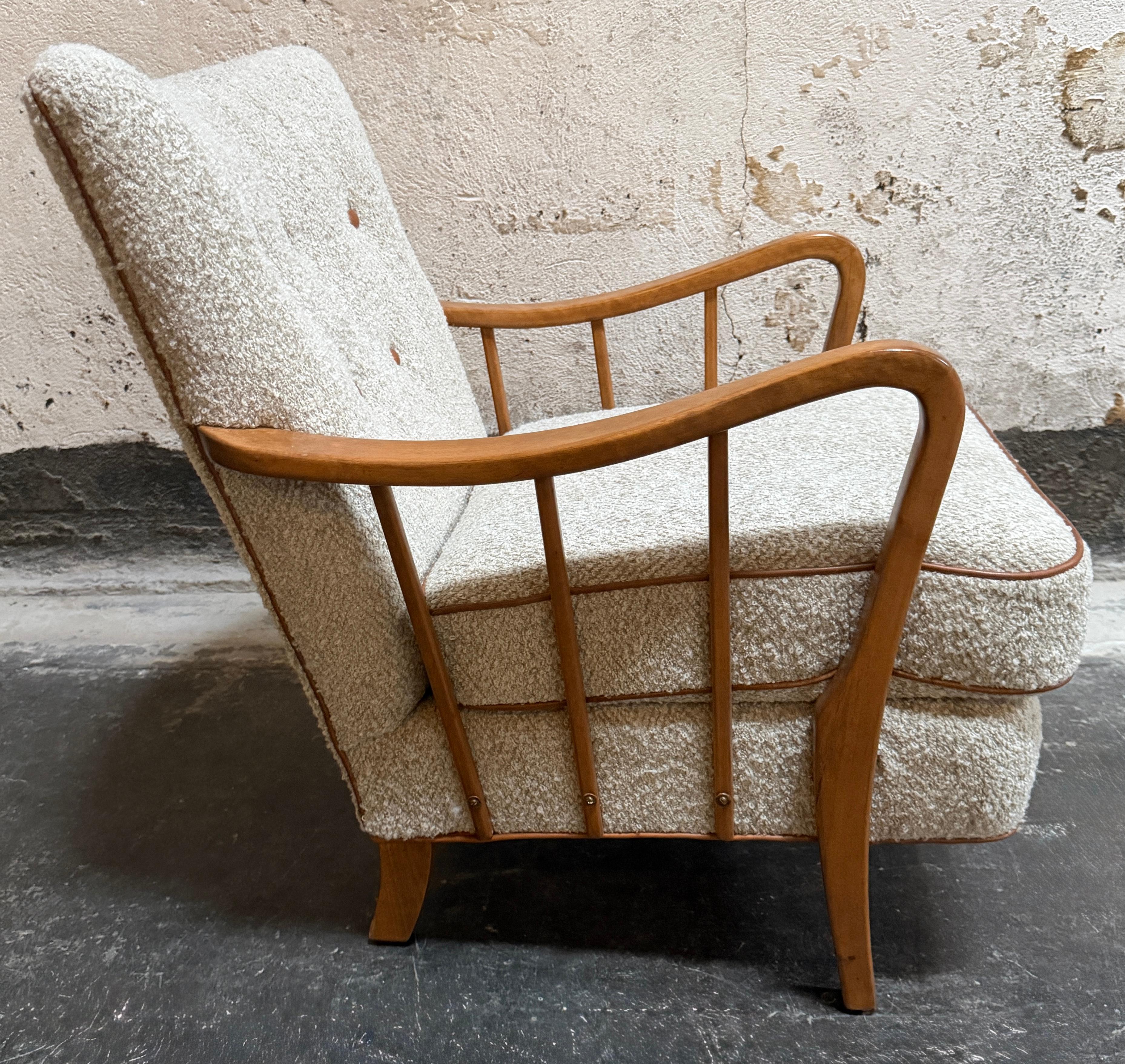 Sillón de salón Art Moderne sueco de los años 40 restaurado Sueco en venta