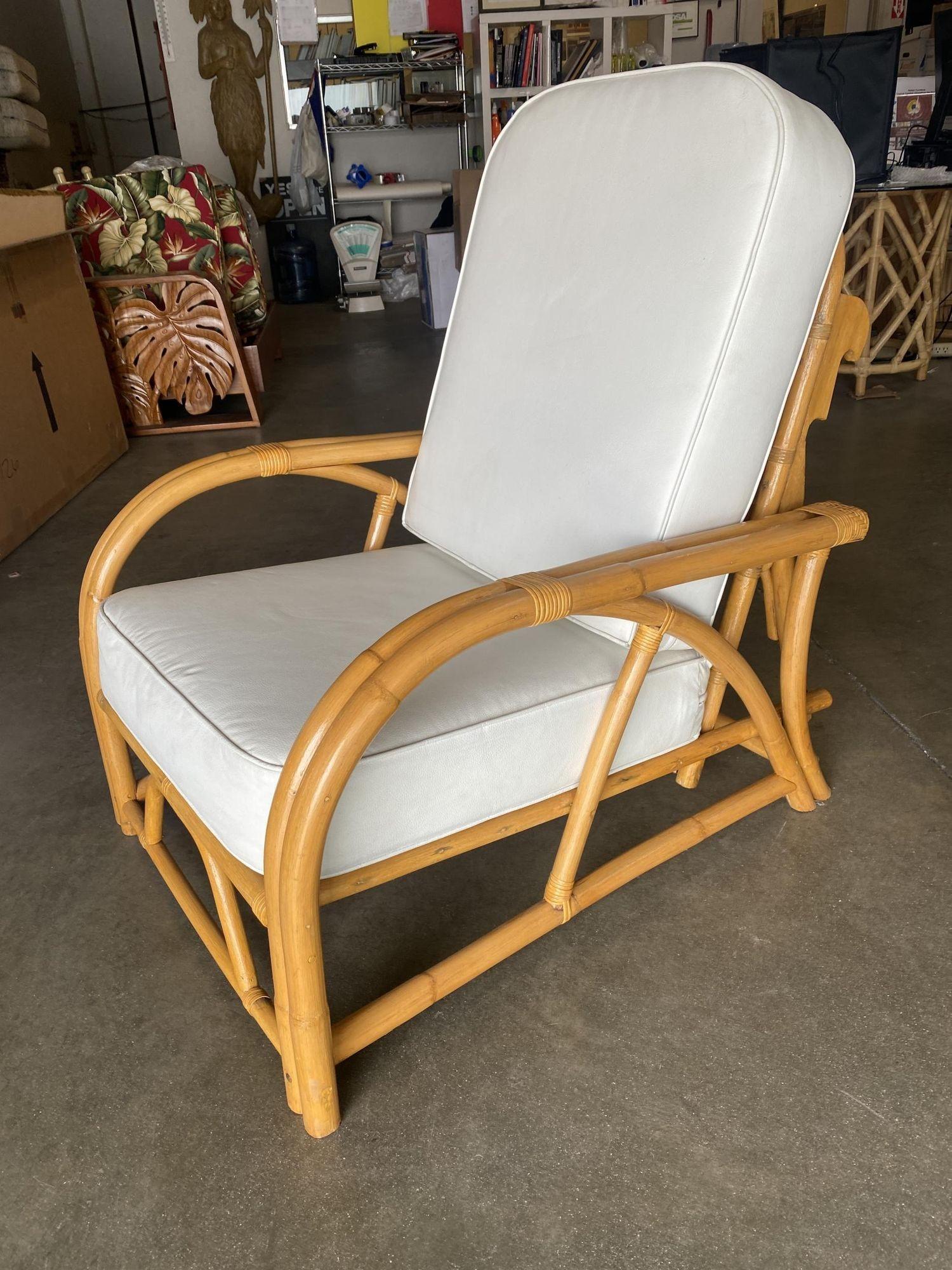 Mid-Century Modern Restored 1940's Transition Rattan Recliner Lounge Chair For Sale