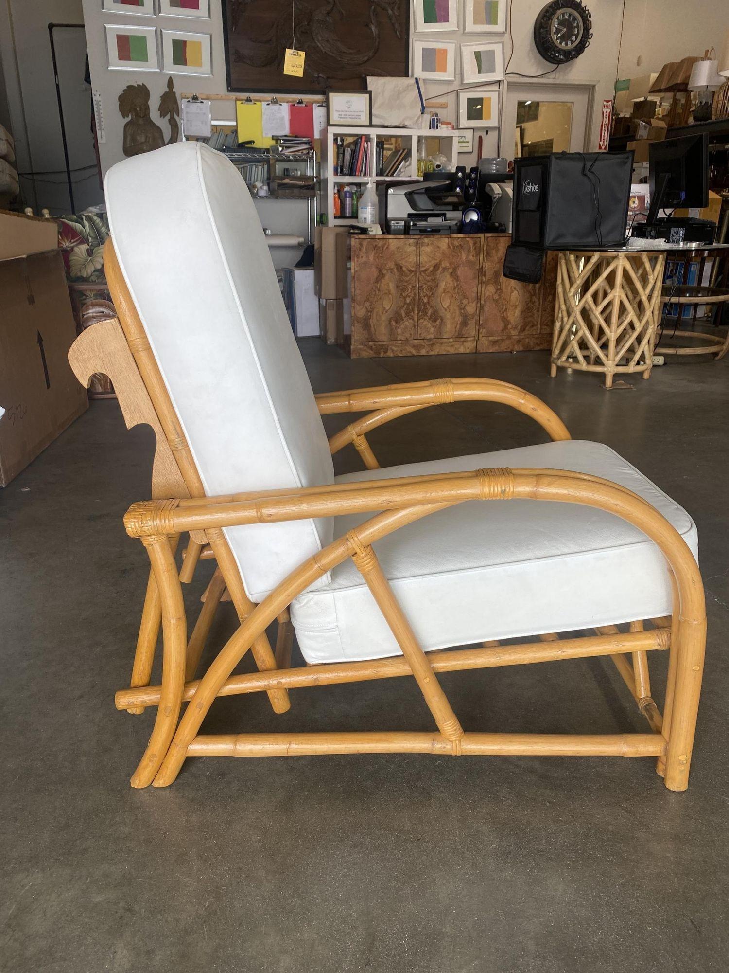 American Restored 1940's Transition Rattan Recliner Lounge Chair For Sale