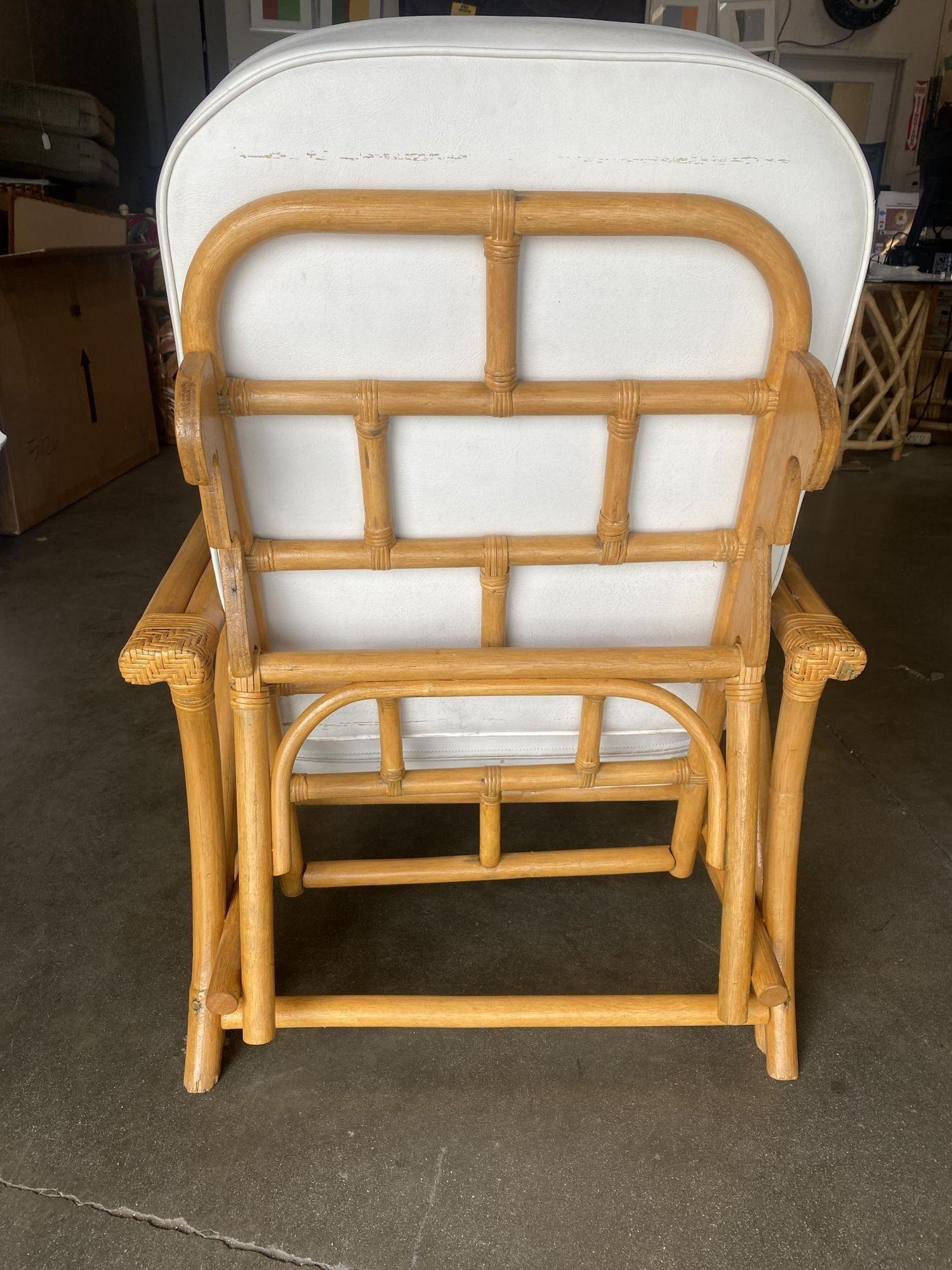 Restored 1940's Transition Rattan Recliner Lounge Chair For Sale 1