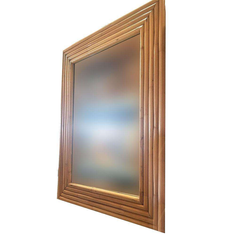 Mid-Century Modern Restored 1948 Seven-Strand Rattan Mirror by Tropical Sun Rattan Co, 3 Available For Sale