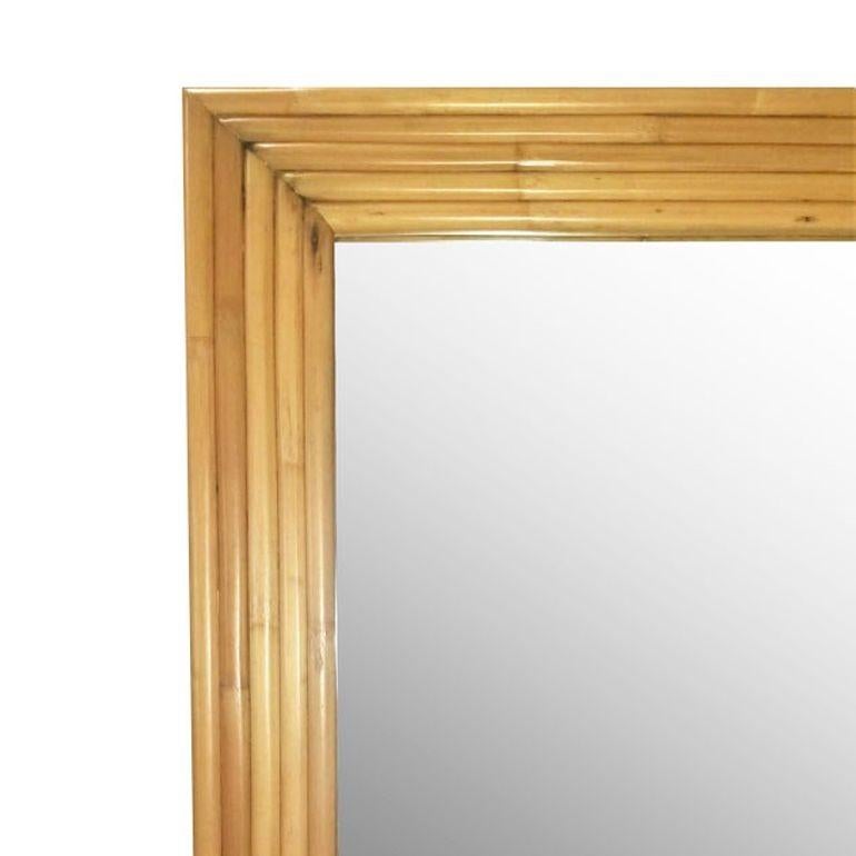 American Restored 1948 Seven-Strand Rattan Mirror by Tropical Sun Rattan Co, 3 Available For Sale