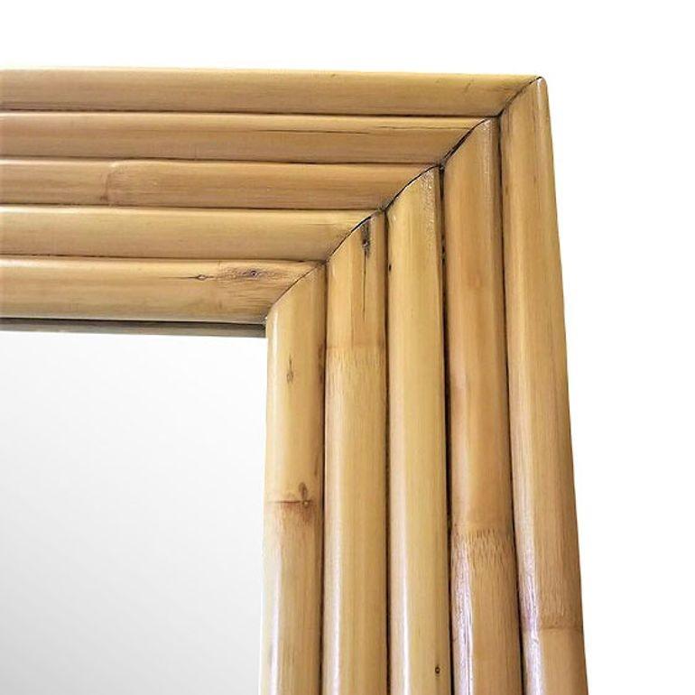 Mid-20th Century Restored 1948 Seven-Strand Rattan Mirror by Tropical Sun Rattan Co, 3 Available For Sale