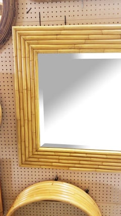 Restored 1948 Seven-Strand Square Rattan Mirror by Tropical Sun Rattan Co