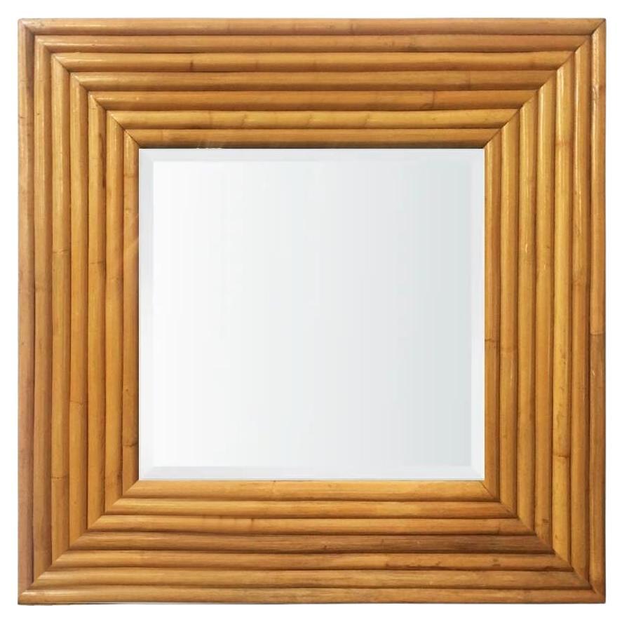 Restored 1948 Seven-Strand Square Rattan Mirror by Tropical Sun Rattan Co