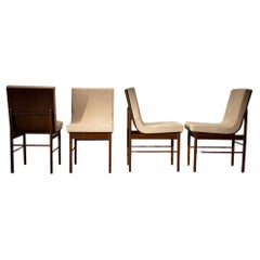 Restored 1950s Novo Rumo Brazilian Modern Hardwood Dining Chairs, Set of 4