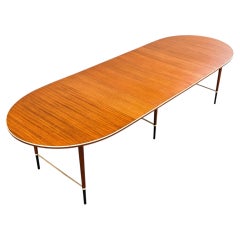 Mesa de comedor extensible «Connoisseur» de Paul McCobb, de caoba y latón, restaurada