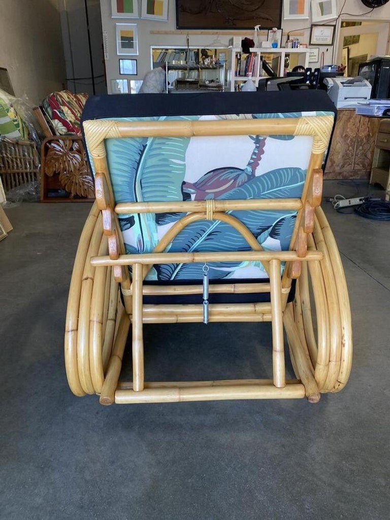 Restored 1950s Vintage Pretzel Rattan Adjustable Back Lounge Chair