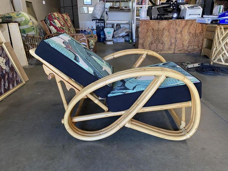 Restored 1950s Vintage Pretzel Rattan Adjustable Back Lounge Chair