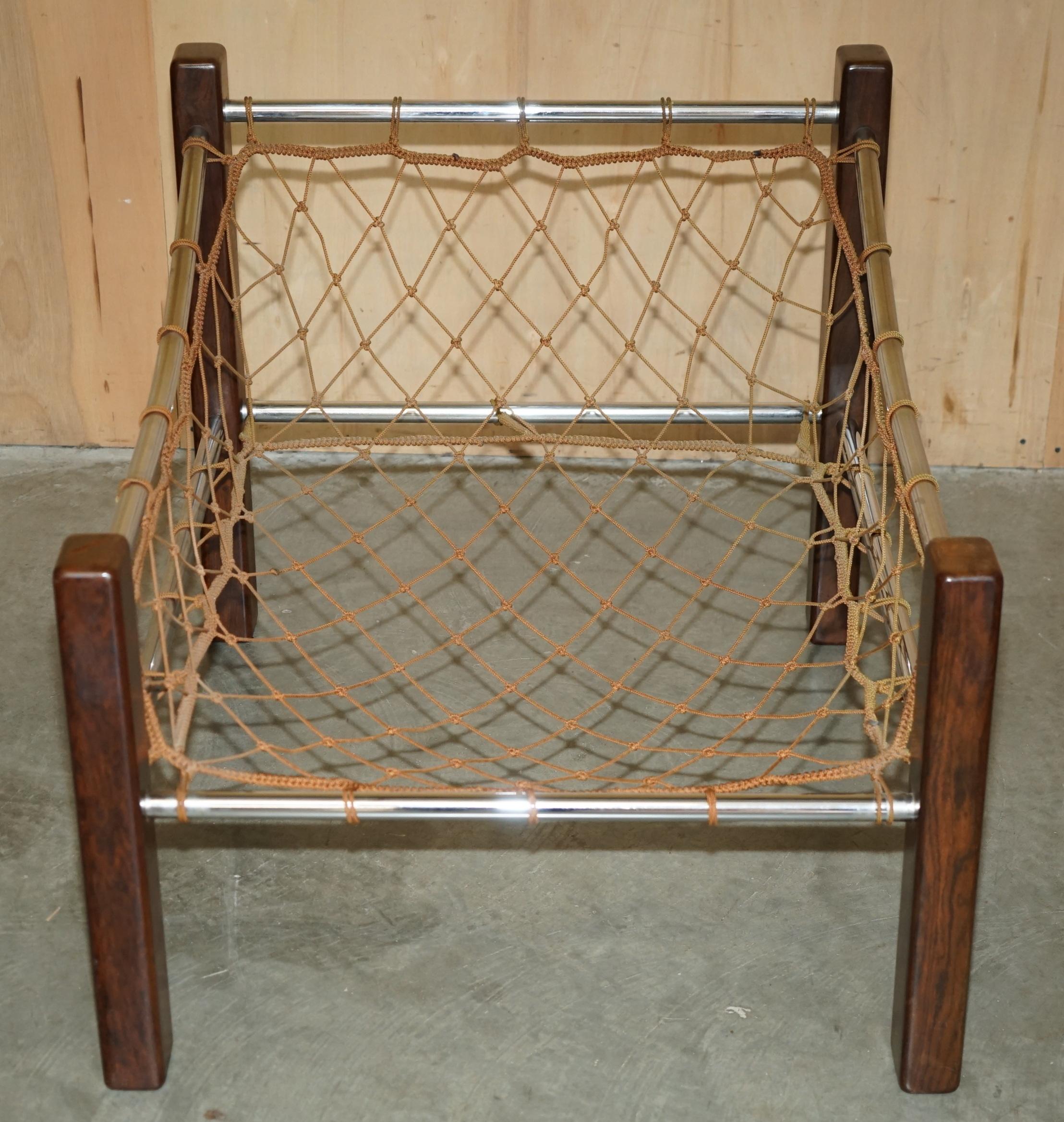 ARMADERA Y OTOMÁN DE MADERA BRAZILEÑA RESTAURADOS DE 1960 JEAN GILLON EN CUERO MARRON en venta 7