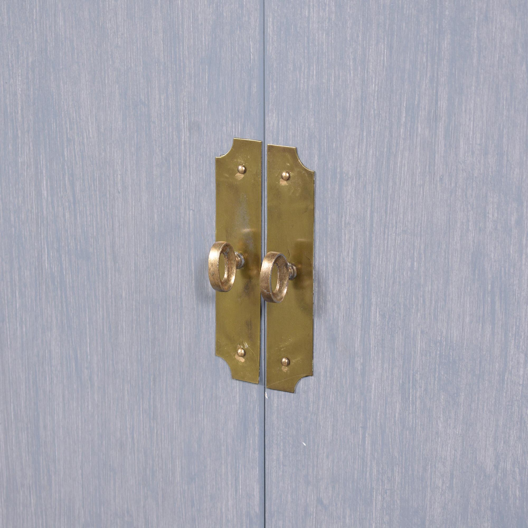 Restored 1960s Campaign Style Bookshelf with Brass Hardware For Sale 5