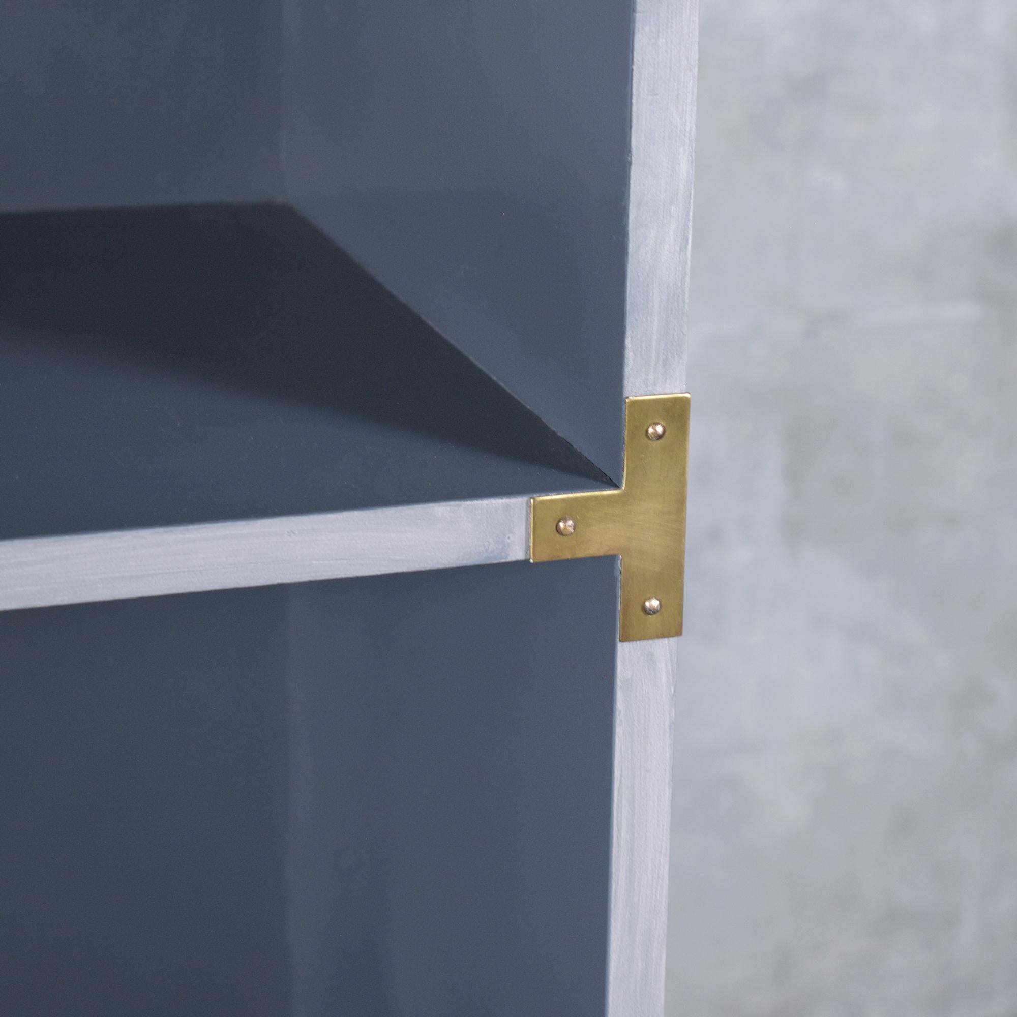 Restored 1960s Campaign Style Bookshelf with Brass Hardware For Sale 6