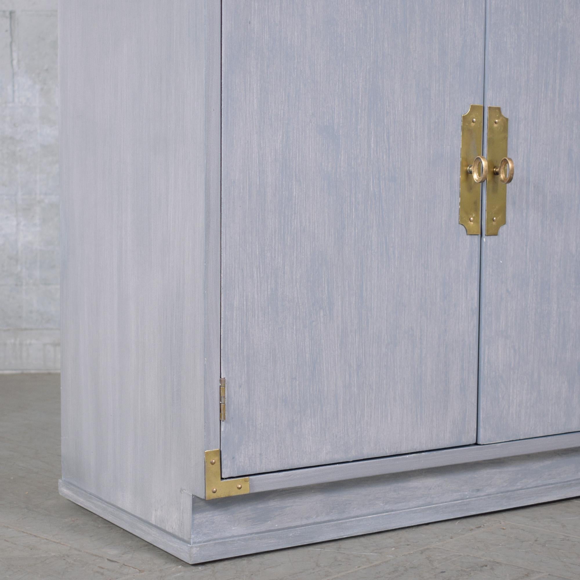 Restored 1960s Campaign Style Bookshelf with Brass Hardware For Sale 7