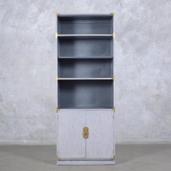 Restored 1960s Campaign Style Bookshelf with Brass Hardware